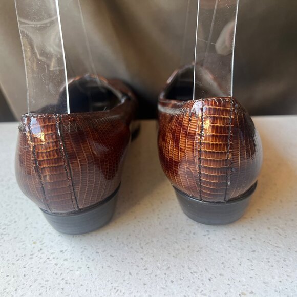 Munro Womens Brown Crocodile Print Loafers 7.5M Slip-On Leather Comfort Casual - Picture 4 of 11